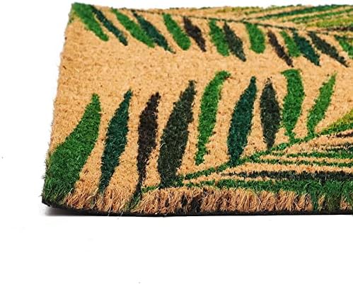 Juvale 30 x 17 in Coir Door Mat - Tropical Palm Leaf Welcome Mat Outdoor Entrance - Palm Leaf Plant Doormat for Front Porch (30 x 17 in)