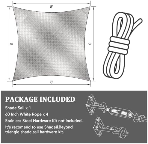 Shade&Beyond Rectangle Sun Shade Sail 12'X16' Permeable Canopy Sand for Patio Garden Yard Deck Pergola (We Make Custom Size)