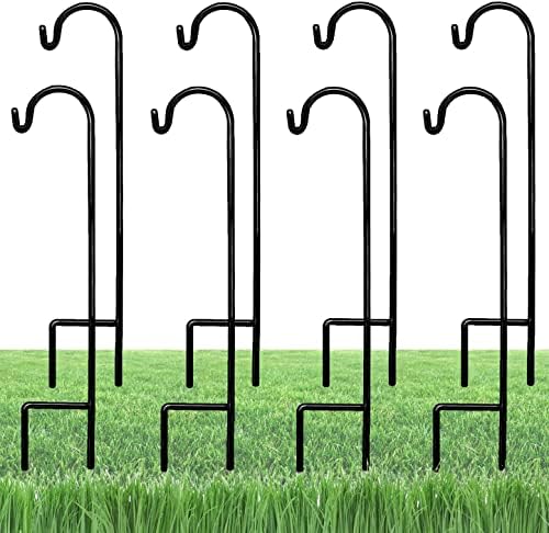 Ashman Shepherd's Hooks 35 Inch (8 Pack), Black, Made of Premium Metal for Hanging Solar Lights, Bird Feeders, Mason Jars, Christmas Lights, Lanterns, Garden Stakes and Wedding Décor.