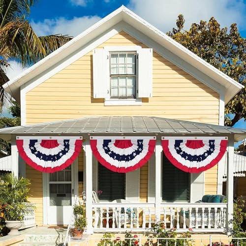 4th of July Decorations Huge Bunting Flags 3 x 6 Ft with Grommets, Large American Pleated Fan Banner, Fourth of July Flag USA Patriotic Red White and Blue Decor for Memorial Day Veterans (3x6 Ft-4 Pcs)
