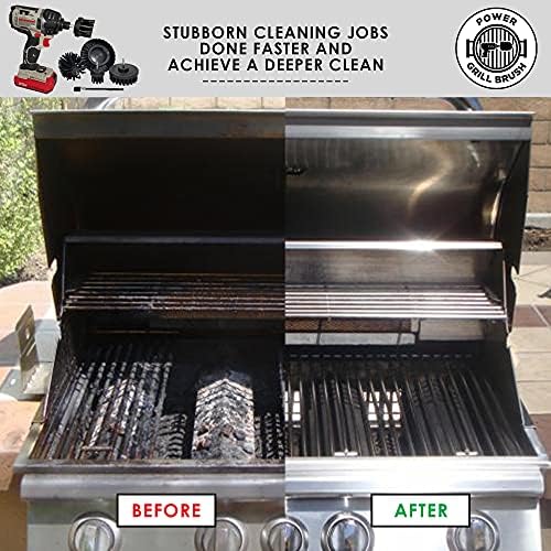 5 Piece BBQ Cleaning Kit - Nylon Safe Bristle, Free Non, Wire-Safe for All Grates Stainless Steel Charcoal/Gas Scraper,Accessories Outdoor Gift for Dad/Men Cool Barbecue Cleaner