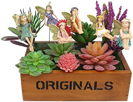 Fairy Garden Vintage Resin Fairy Figurines for Outdoor Garden Yard Lawn Supplies Home Decor Set of 6