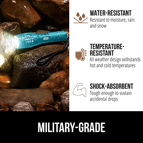 Gorilla Grip Powerful LED 750 FT Water Resistant 5 Adjustable Mode Tactical Flashlight, High Lumens Ultra Bright Battery Life Zoom Flashlights, Small Camping Car Mini Flash Light Accessories Turquoise