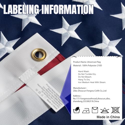2.5x4 American Flag Outdoor Heavy Duty, US Flag 2.5x4 ft, Flag for Outside with Embroidered Stars and Sewn Stripes Brass Grommets
