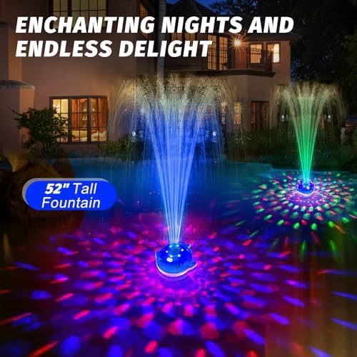 Pool Fountain with Remote, Dolphing Rechargeable Floating Pool Fountain with Lights, Above Ground Pool Water Fountains with Anchor, Swimming Pool Fountains for Inground Pool-1PC,Blue