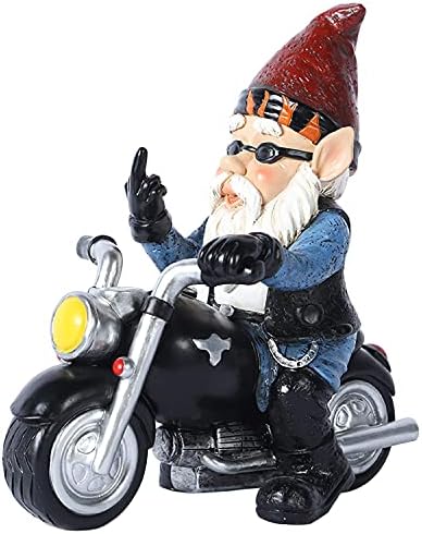 Garden Gnome Riding Motorcycle Funny Outdoor Gnome Decoration Indoor Outdoor Lawn Figurines for Home Yard Décor, Medium