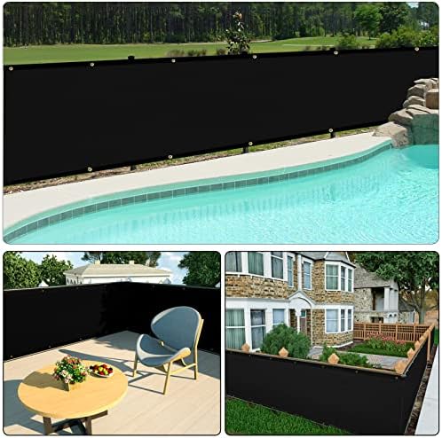 UPGRADE Balcony Privacy Screen Fence Commercial Shade Cover 3' x 16' with Ties Durable and UV Resistant Perfect for Deck Patios-Black, Customizable
