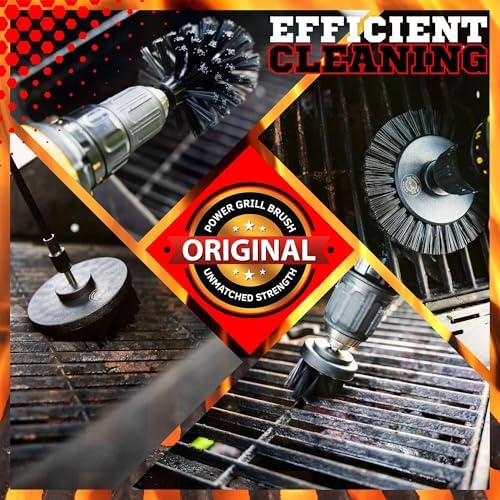 5 Piece BBQ Cleaning Kit - Nylon Safe Bristle, Free Non, Wire-Safe for All Grates Stainless Steel Charcoal/Gas Scraper,Accessories Outdoor Gift for Dad/Men Cool Barbecue Cleaner