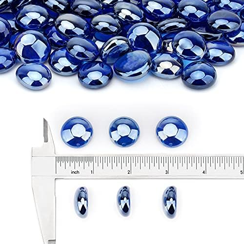 Stanbroil 10-Pound Fire Glass Beads - 1/2 inch Luster Fire Glass Drops for Fireplace Fire Pit | Gas Log Sets | Landscaping | Fish Tank, Royal Cobalt Blue Luster