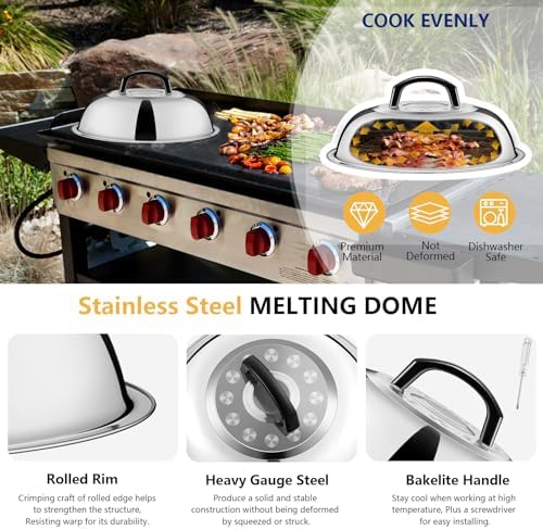 18Pcs Griddle Accessories Kit (with Basting Cover), Joyfair Stainless Steel Flat Top Grilling Spatula Accessory Tools Set with Melting Dome Burger Press, for Outdoor BBQ Teppanyaki Hibachi Cooking