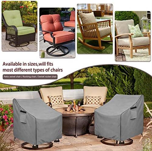 Okcool Outdoor Swivel Chair Cover 2 Pack,Outdoor Furniture Patio Chair Covers Waterproof Clearance,(30" W x 34" D x 38.5" H) Outdoor Lawn Patio Furniture Covers,Grey