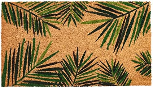 Juvale 30 x 17 in Coir Door Mat - Tropical Palm Leaf Welcome Mat Outdoor Entrance - Palm Leaf Plant Doormat for Front Porch (30 x 17 in)