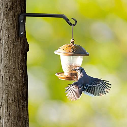 Worth Garden 6-Pack 10" Plant Hanger Bracket - Forged Wrought Iron Powder-Coated Heavy Duty Wall Hook - Black Plant Hanging Hooks - Durable and Stable for Bird Feeders, Planters Indoor & Outdoor