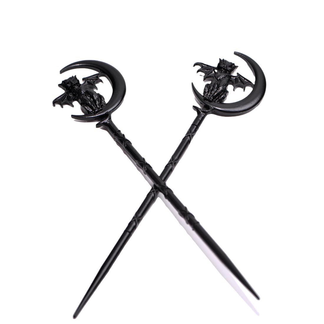 LANGHONG 2PCS Retro Moon Crescent Hairpin For Women Cat and Moon Hair Accessories Hair Styling Pins (ZRTL20)