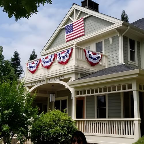 4th of July Decorations Huge Bunting Flags 3 x 6 Ft with Grommets, Large American Pleated Fan Banner, Fourth of July Flag USA Patriotic Red White and Blue Decor for Memorial Day Veterans (3x6 Ft-4 Pcs)