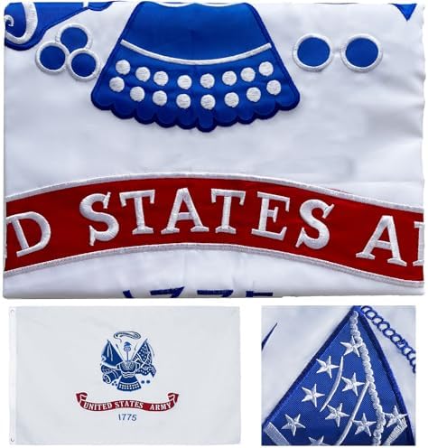 Embroidered US Army Flag 3x5-3Ply Heavy Duty 300D Nylon(All Weather)- US Army Flags 3x5 Outdoor Double Sided- 2 Brass Grommets & 4 Rows Stitched