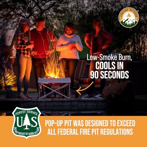 Fireside Outdoor Portable Fire Pit for Camping 24 Inch- Collapsible Pop Up Fire Pit, Outdoor Camp Fire, Wood Fire Pits for Outside, Campfire Standing Fire Pit, Weighs 7 lbs, Heat Shield NOT Included