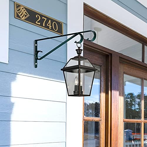 Plant Hangers Outdoor 2 Pack 15.5 Inch Metal Plant Hooks for Wall, Decorative Straight Hanging Plant Bracket for Bird Feeders, Planters, Lanterns, Wind Chimes, Blackish Green