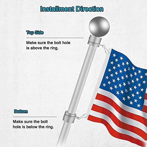 Flag Pole Rings, Aluminum Alloy Flagpole Rings 360° Rotating Anti Wrap Flag Mounting Ring, Spinning Flag Pole Clips with Carabiner for 0.75-1.02 Inch Diameter- Pack of 4 (Matte Silver)