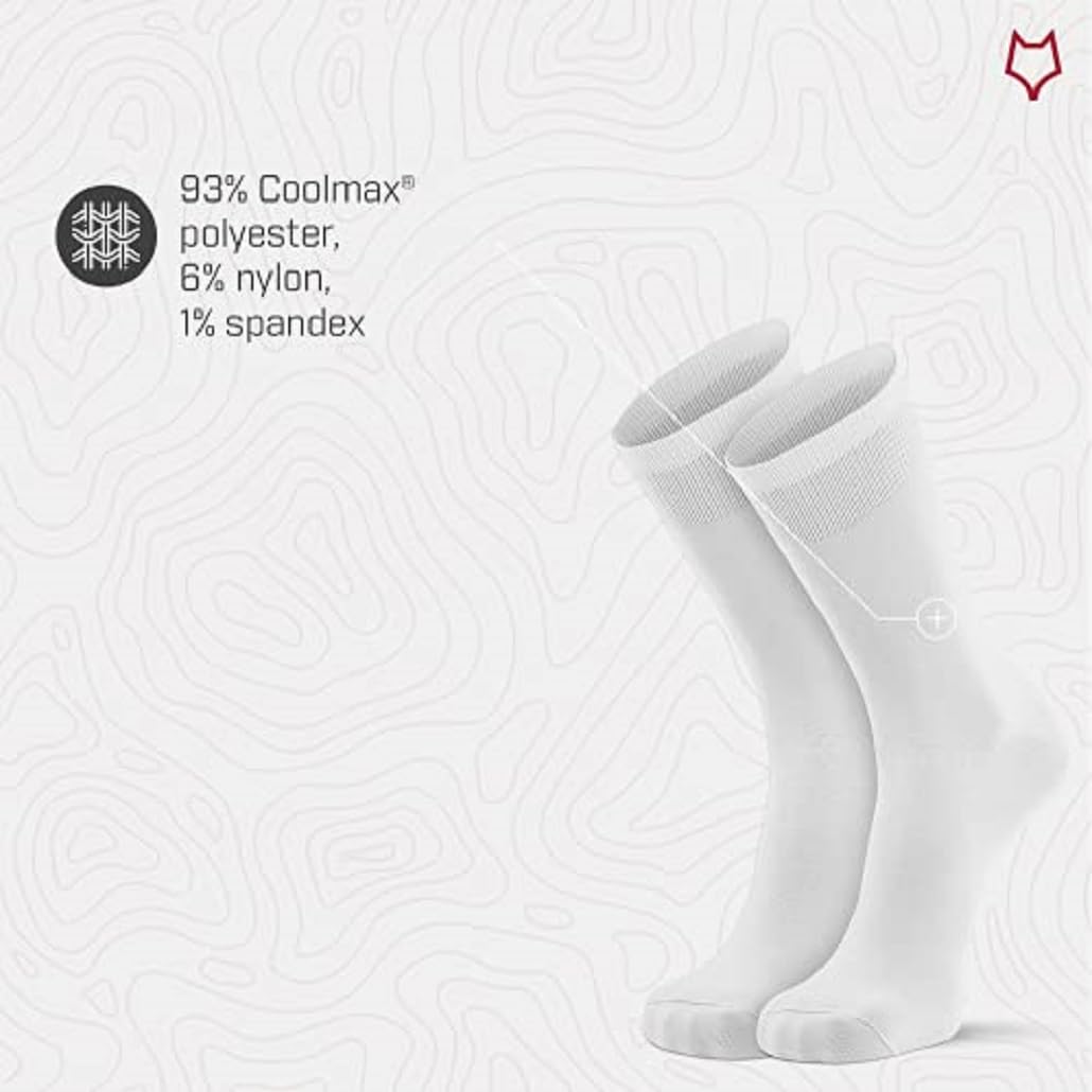 Fox River Standard Dry Crew Liner, Coolmax Thin Fabric for Comfort, Breathable, Moisture Wicking, Performance Boot Socks, White, X-Large