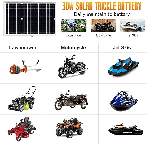 SOLPERK Solar Panel Kit 30W 12V, Solar Battery Trickle Charger Maintainer + Upgrade Waterproof Controller + Adjustable Mount Bracket for Boat Car RV Motorcycle Marine Automotive