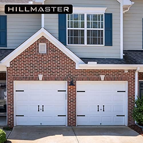 Garage Door Magnetic Decorative Hardware, 6 Pieces Rectangle Garage Door Magnets Accents Curb Appeal Faux Hinges and Handles Garage Door Decor Hardware Kit, Black(4 Hinges+2 Handles)