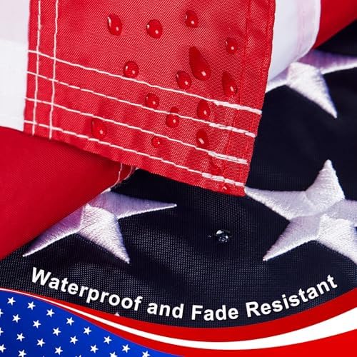 American Flags 3x5 FT for Outside, USA Flag Outdoor Heavy Duty with Embroidered Stars Swen Stripes Brass Grommets Made of Longest Lasting Waterproof & Tear Proof Oxford Polyester
