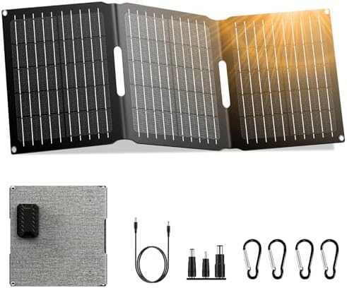 Portable Solar Panel Charger 22W, ZeroKor Foldable Solar Panel Kit with DC USB C USB A Out for Phone Pad Power Bank Smart Device, High Efficiency Waterproof Panel for Camping Backpacking Hiking