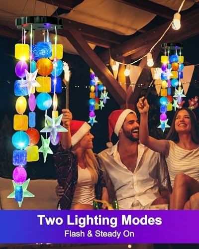 Solar Wind Chimes Decorative Lights for Outside,Shells Lights Gifts for Mom Grandma Women Wife Girls, Solar Hanging Lights for Holiday Garden Yard Window