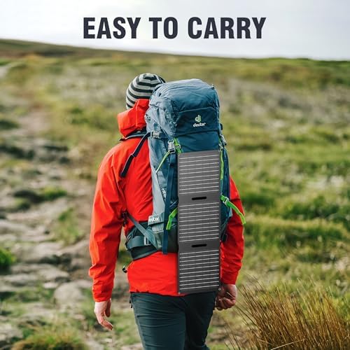 Portable Solar Panel Charger 22W, ZeroKor Foldable Solar Panel Kit with DC USB C USB A Out for Phone Pad Power Bank Smart Device, High Efficiency Waterproof Panel for Camping Backpacking Hiking