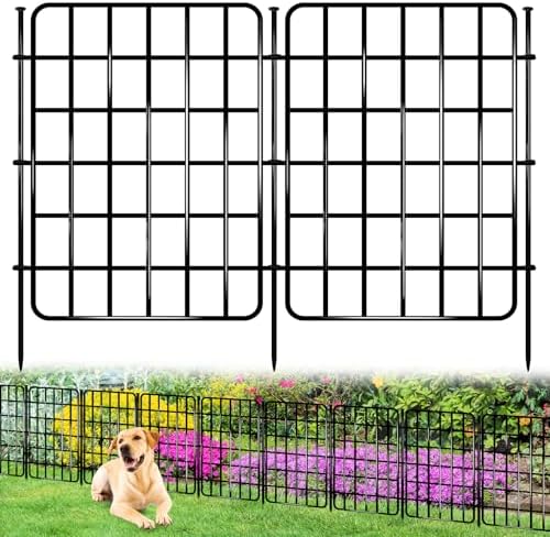 30ft x 17in Garden Fence Animal Barrier, 28 Panels No Dig Fence Border, Rustproof Metal Decorative Garden Fence with Ground Stake, Flower Bed Edging Border for Dog, Rabbit, Outdoor Yard Patio Decor