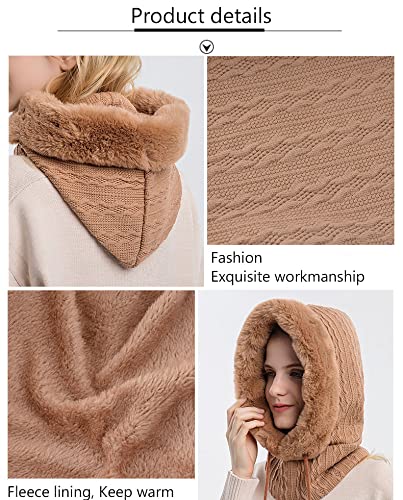 Women Ski Mask Balaclava Fleece Hood Winter Hat with Neck Cover Face Cover Mask for Outdoor Sports Dog Walking (Blue)
