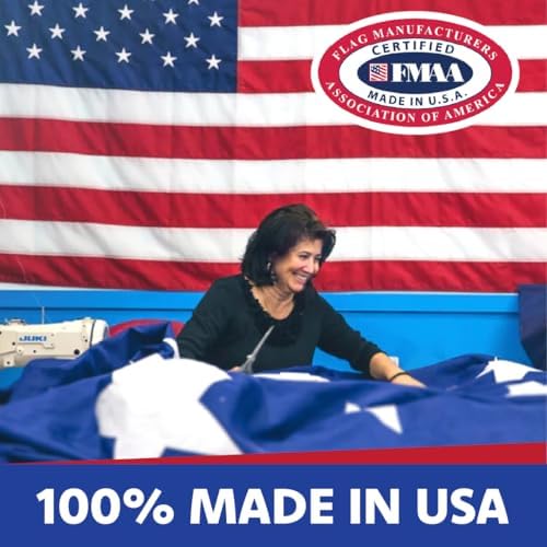 Made in USA Flags Co - 3x5 American Flag - Heavy Duty USA Flag with Premium PolyMax Polyester, Sewn Stripes, & Embroidered Stars - All Weather American Flags for Outside - FMAA Certified, US Made