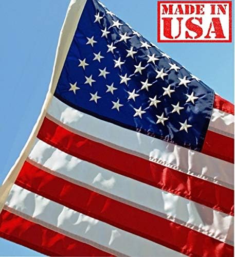 US Flag Factory - 2x3 FT US AMERICAN FLAG (Embroidered Stars & Sewn Stripes) Outdoor SolarMax Nylon Flag - Made in America - Premium Quality (2'x3')