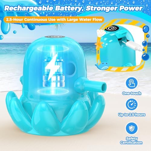 Water Table Pump - Cordless & Rechargeable Water Pump for Water Table with Magnetic Octopus Design, Quick-Install Outdoor Sand/Water Play Toys & Durable Accessories for Toddlers Kids (Green)