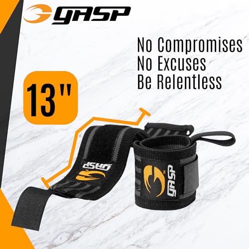 Gasp Hardcore Wrist Wraps 13” | Weightlifting Wrist Support for Men & Women | Best Gym Wrist Straps with Thumb Loop for Powerlifting Competition, Strength Training, Bodybuilding