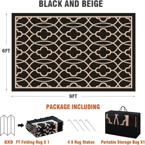 Pendolr Outdoor Rug Waterproof 6x9 ft Outdoor Carpet Patio Rug Mat Reversible RV Camping Rug Plastic Straw Rug Outside Outdoor Area Rug for Patio Deck Balcony Backyard Picnic Beach