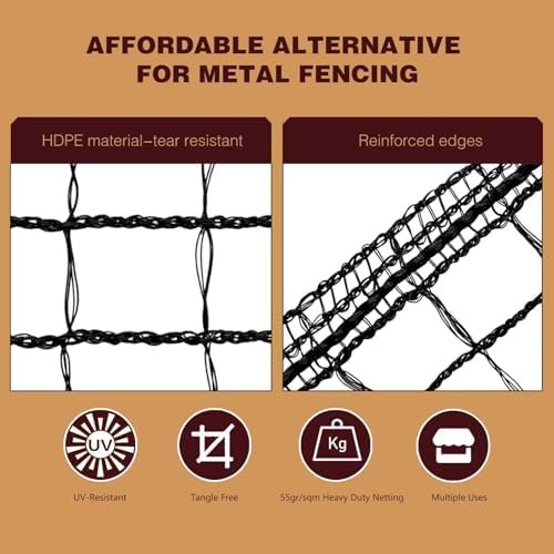 Plastic Mesh Fence Deer Fencing 4x75ft,Reinforced Edges,55gsm Heavy Duty Temporary Fence,Ideal for Garden Netting,Animal Barrier,Safety Netting, Fruit Plant Protection, Black