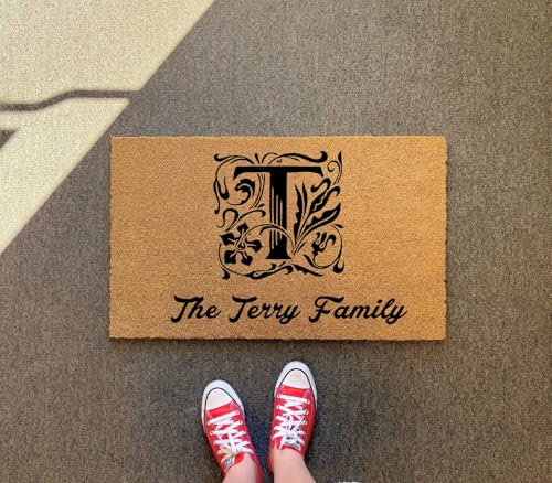 Personalized Door Mat with Monogram - Custom Doormat with Anti-Slip Backing - 3 Size Options - Family Doormat Custom Door Mats for Front Door Front Door Mat for Outdoor Decor