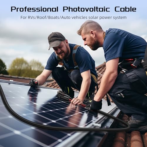 10AWG 30FT Solar Panel Extension Cable, Flame Retardant Protective Sleeving,Bateria Power Twin Wire 10 Gauge Solar Cable with IP68 Female & Male Waterproof Connectors, Dust Caps for Home, RV