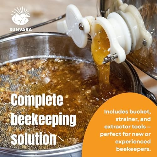 Honey Bucket with Gate 5 Gallon Kit - Stainless Steel Double Layer Strainer, Uncapping Knife Honey Scrapper Tool Beekeeping Equipment, Honey Extractor Equipment, Bee Supplies