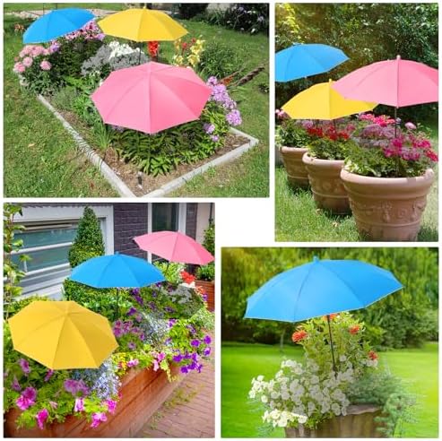 3 Pack Plant Umbrellas for Outdoor Plants - Adjustable Height Garden Umbrella Shade for Potted Plants Garden Beds Flower Pot, Provide Shade to Defend Plants from Blazing Sun, Upgraded Larger Size