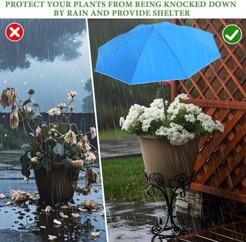 3 Pack Plant Umbrellas for Outdoor Plants - Adjustable Height Garden Umbrella Shade for Potted Plants Garden Beds Flower Pot, Provide Shade to Defend Plants from Blazing Sun, Upgraded Larger Size