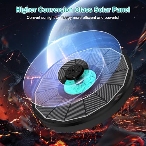 Solar Fountain Cyan Flower, Upgrade 3.5W Solar Bird Bath Fountains, Solar Powered Water Fountain with 7 Nozzles, 4 Fixed Pipes for Hummingbirds, Bird Bath, Garden, Pool, and Pond
