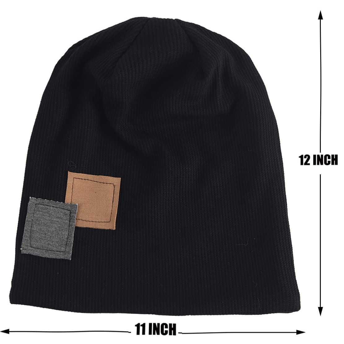Winter Slouchy Knit Beanie Hat - Warm & Soft Cold Weather Funky Skull Cap(B418-Black/Grey)