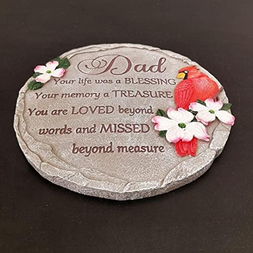 INSPIAMZUE Dad Memorial Stone - Cardinal Memorial Garden Stone Sympathy Gift for Loss in Loving Memory of Dad in Heaven - Remembrance of Father Bereavement Keepsake Gift TNS1