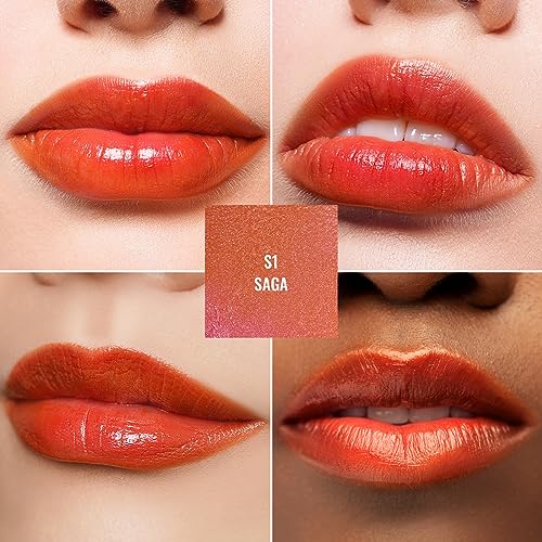 Oulac Moisture Shine Bright Red Lipstick - 2 in 1 Shimmer Lipstick & Lip Balm, Juicy & Glossy Finish, Long Lasting Hydrating, Smooth for Dry, Cracked and Chapped Lips, Vegan 2.2g/0.07oz (S01)