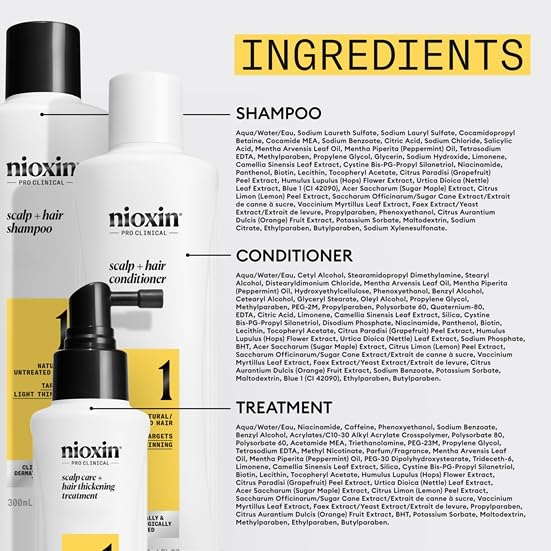 Nioxin Scalp + Hair Thickening System 1 | For Natural or Untreated Hair with Light Thinning | With Niacinamide and Biotin | Trial Size | 1 Month Supply