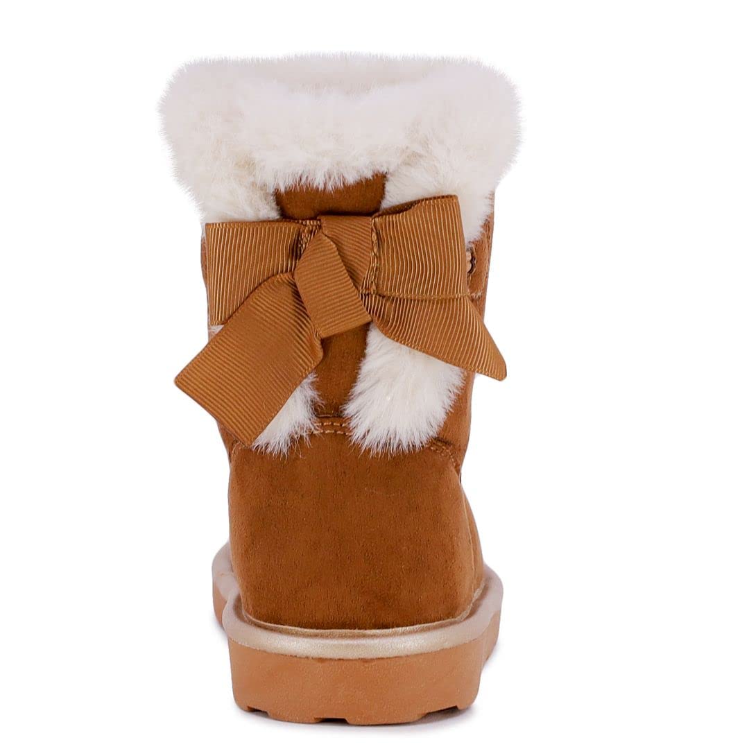 LONDON FOG Girls Toddler Derby Street Fashion Boot Fur Lined Warm Winter Boots Chestnut 6
