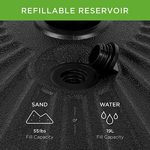 Best Choice Products Fillable Umbrella Base Stand Round Sunburst Plastic Patio Umbrella Base Stand, Pole Holder for Outdoor, Lawn w/ 55lbs Weight Capacity, Adjustment Knob